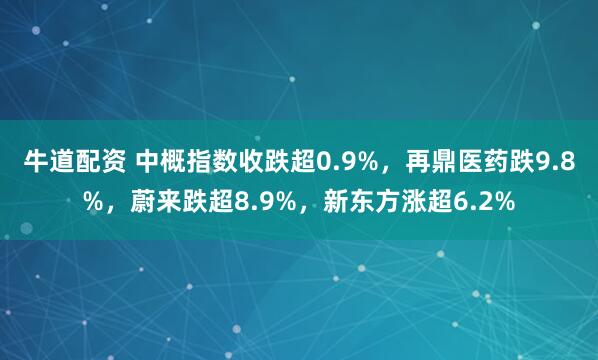 牛道配资 中概指数收跌超0.9%，再鼎医药跌9.8%，蔚来跌超8.9%，新东方涨超6.2%